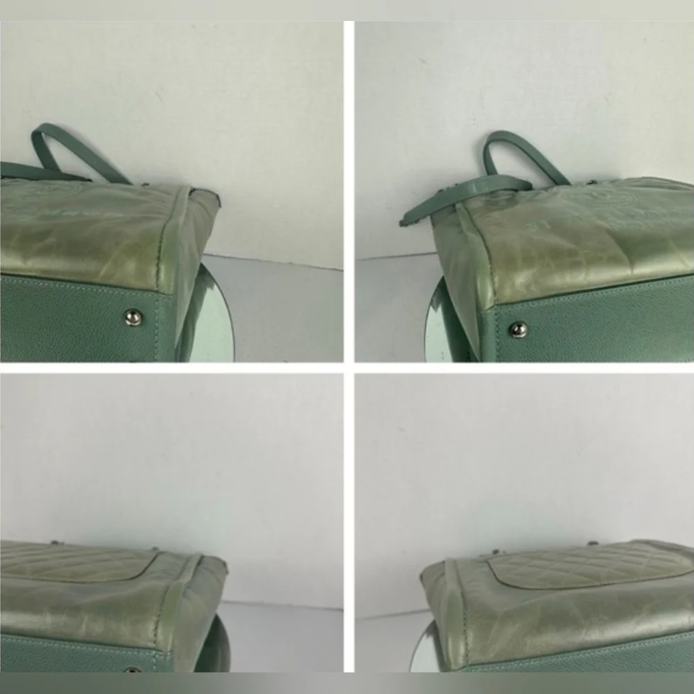 Chanel Logo Deauville Leather Tote Bag In Sage